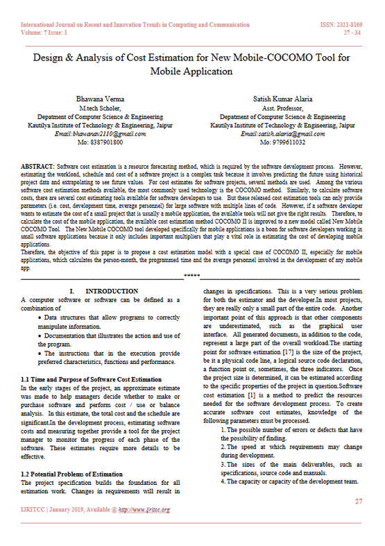 Design & Analysis of Cost Estimation for New Mobile-COCOMO Tool for Mobile Application