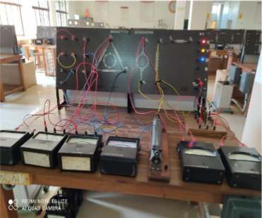 Experimental setup: 3-phase induction motor coupled with DC shunt machine.